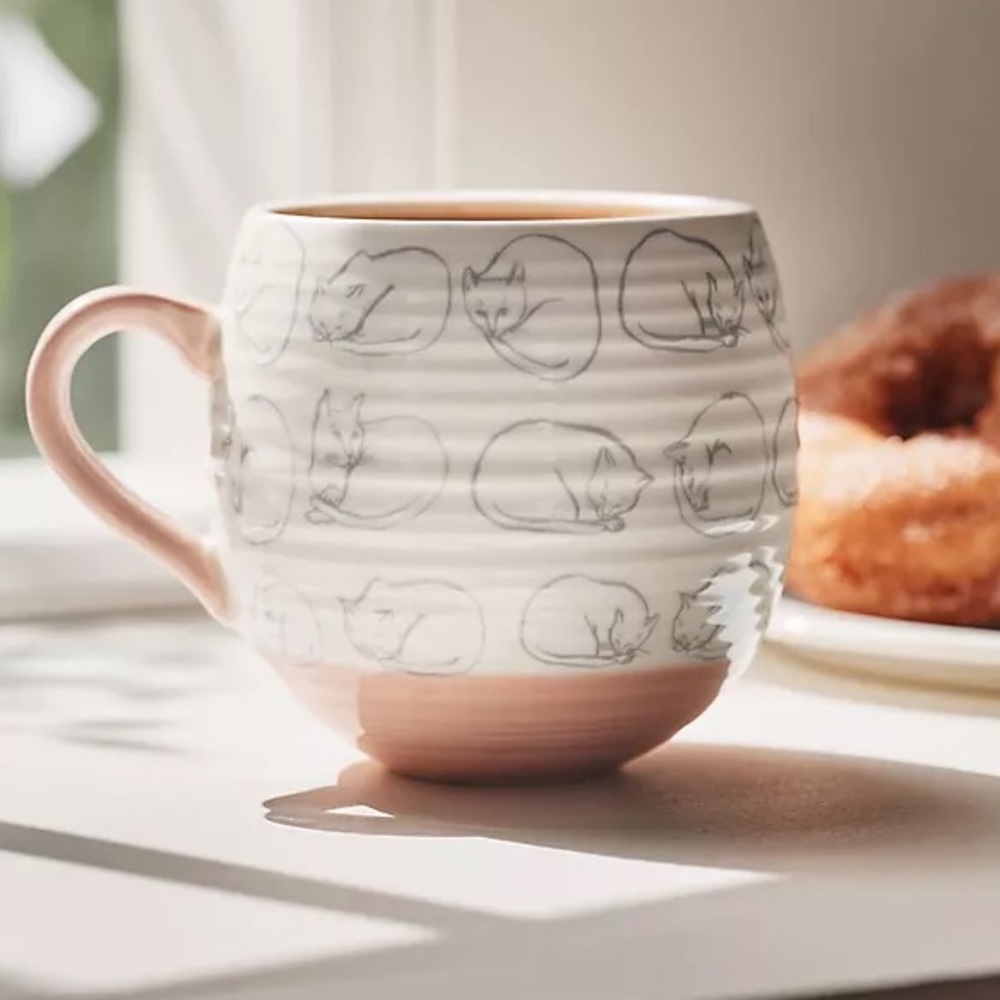NWT Anthropologie Leah Reena Goren Handpainted Stoneware Cat Mug